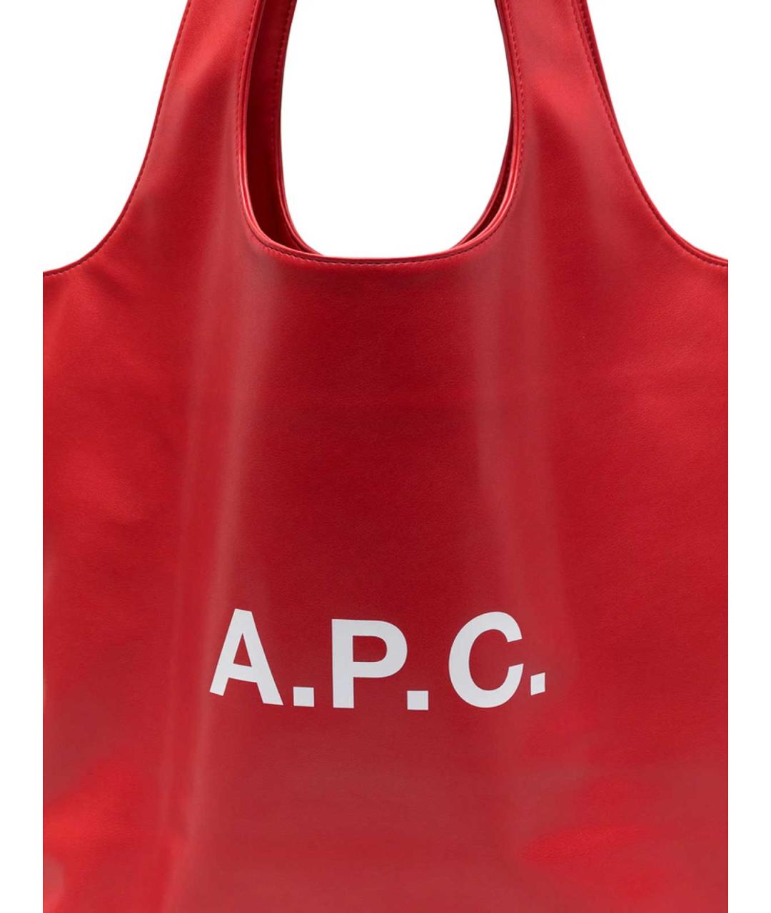 A.P.C. Красная хлопковая сумка тоут, фото 3