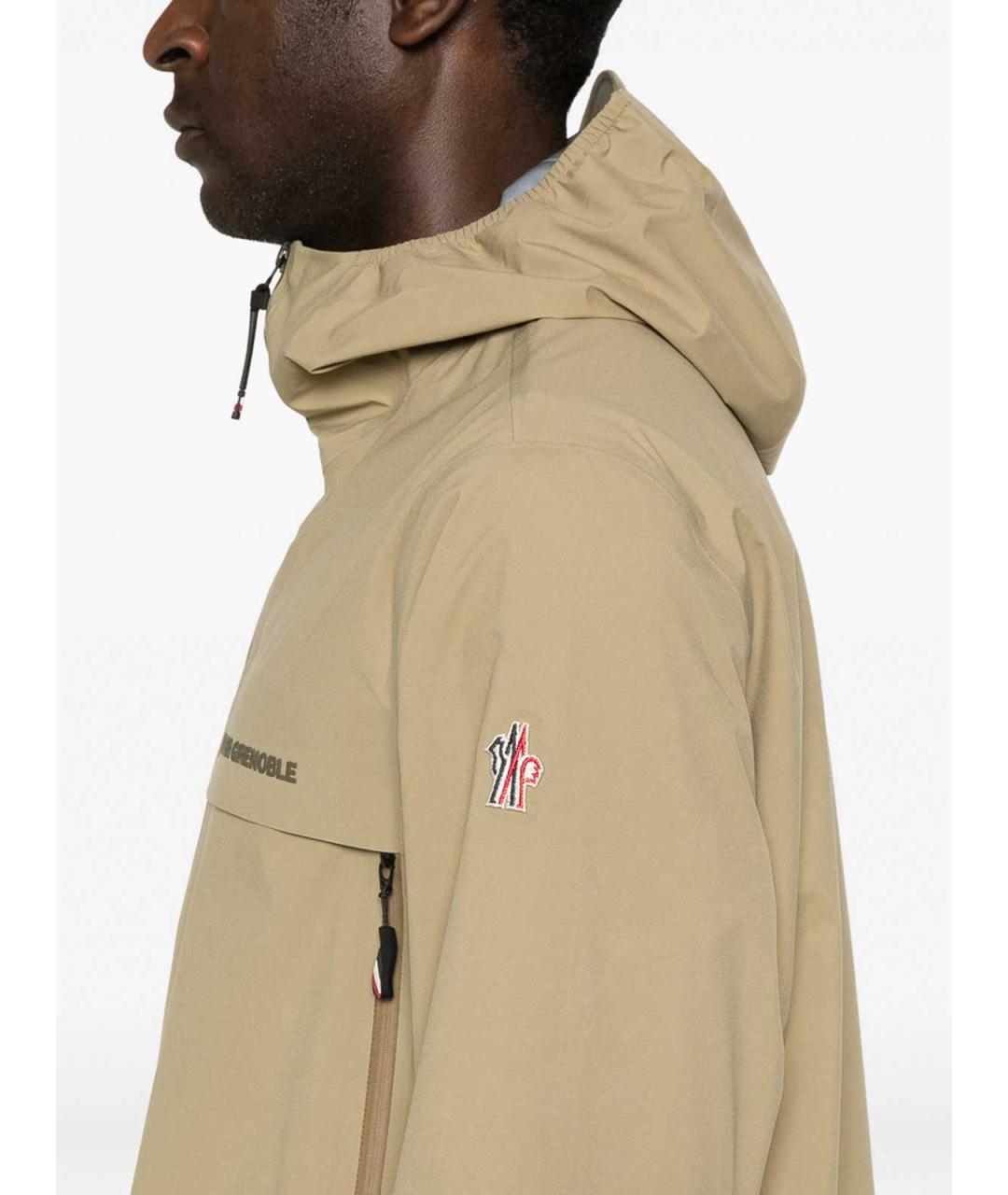 MONCLER Бежевая полиамидовая куртка, фото 4