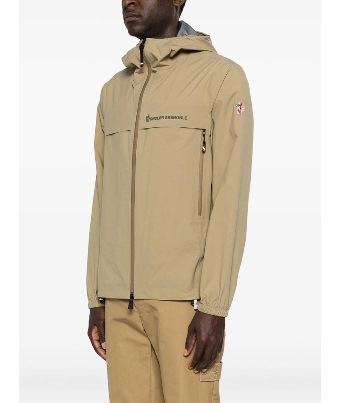 MONCLER Бежевая полиамидовая куртка, фото 3