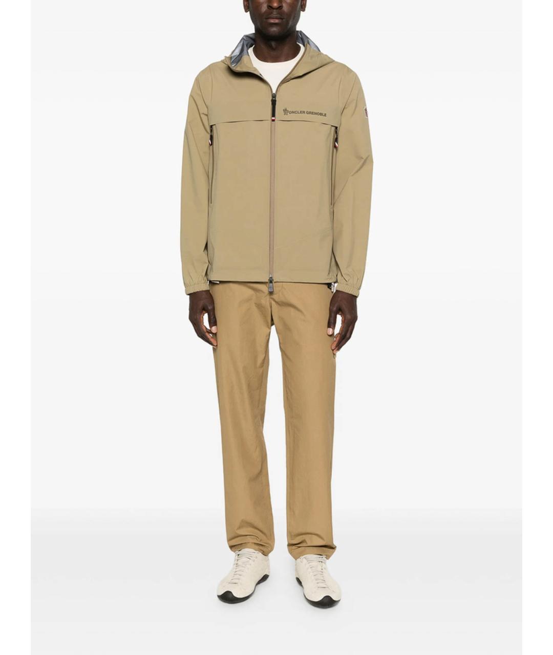MONCLER Бежевая полиамидовая куртка, фото 5