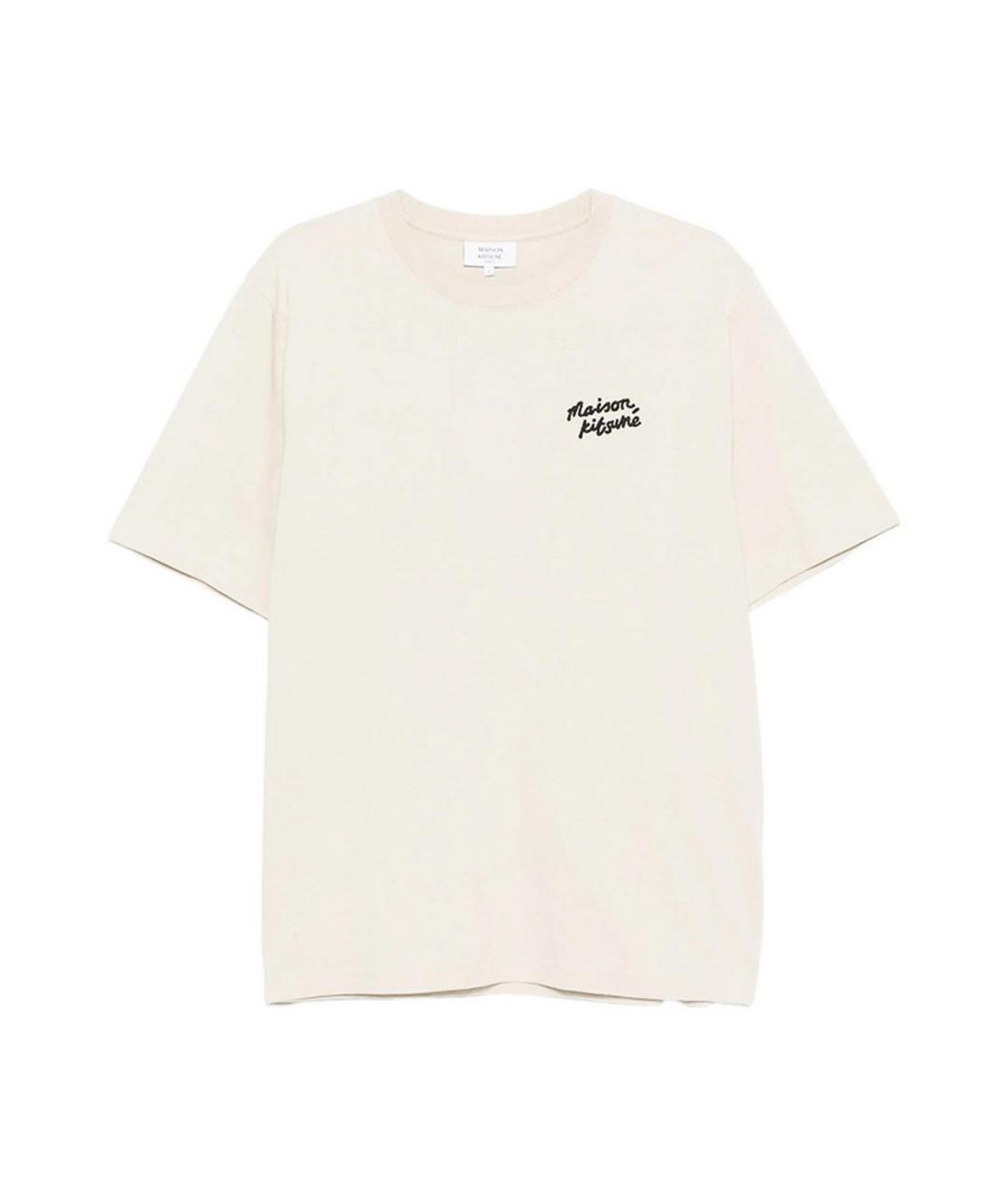 MAISON KITSUNE Бежевая хлопковая футболка, фото 1
