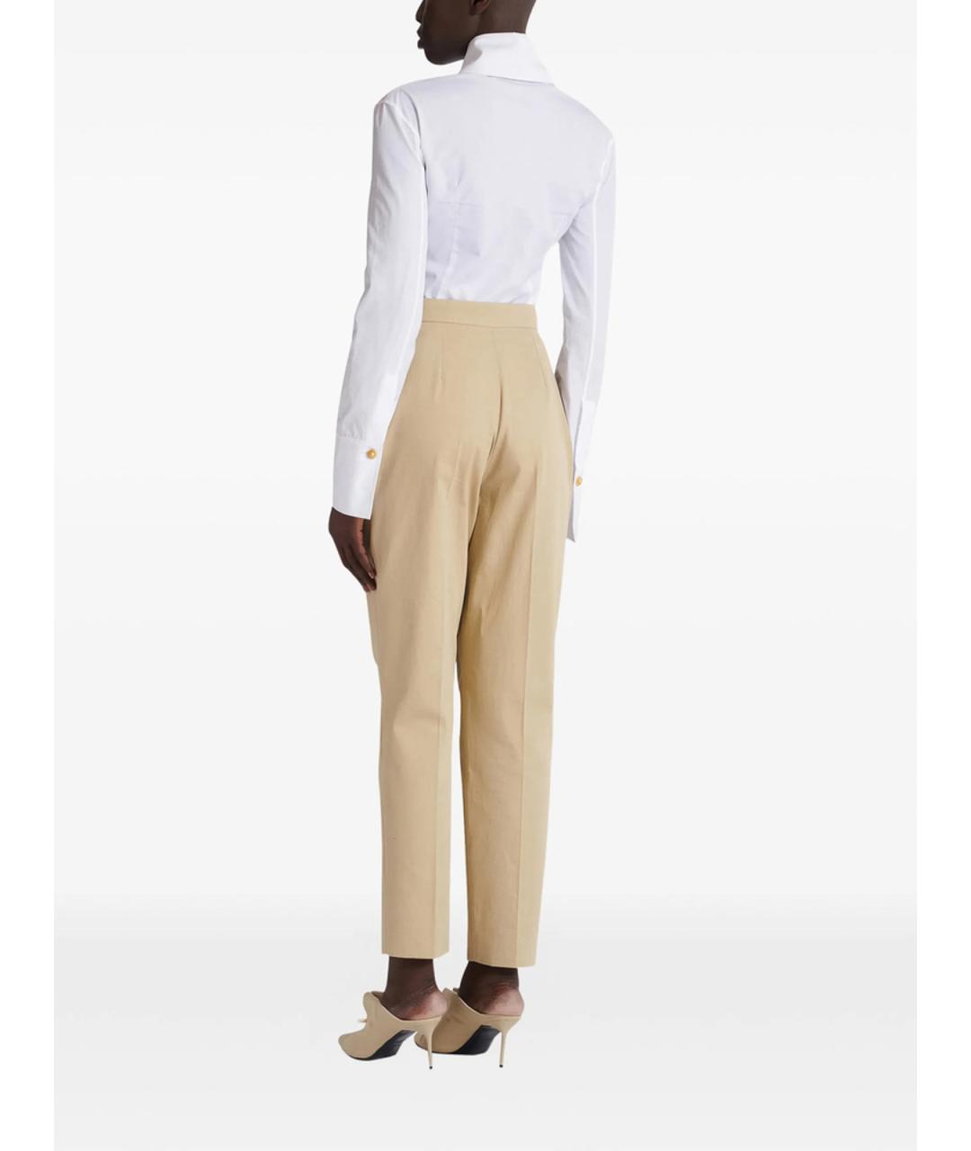 BALMAIN Бежевые хлопковые прямые брюки, фото 3