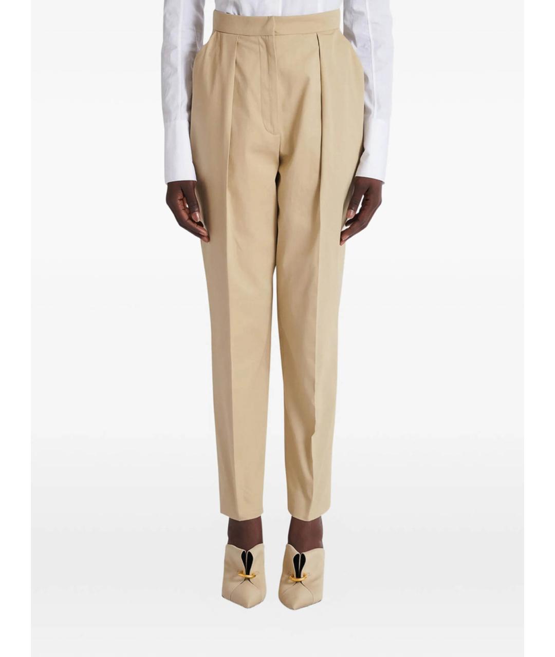 BALMAIN Бежевые хлопковые прямые брюки, фото 2