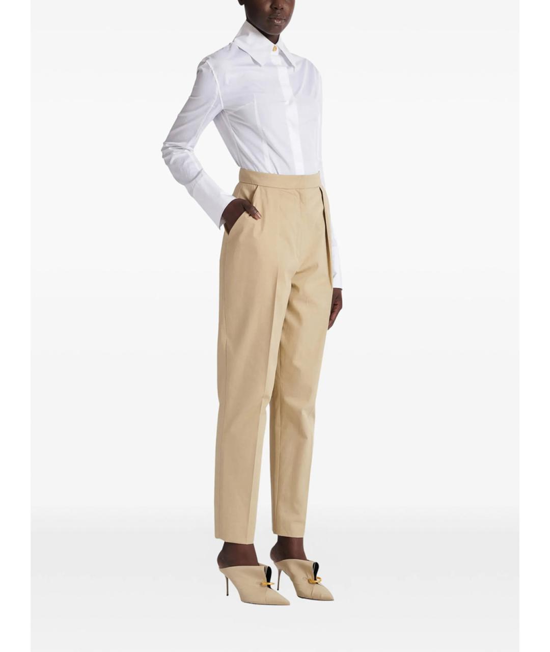 BALMAIN Бежевые хлопковые прямые брюки, фото 4