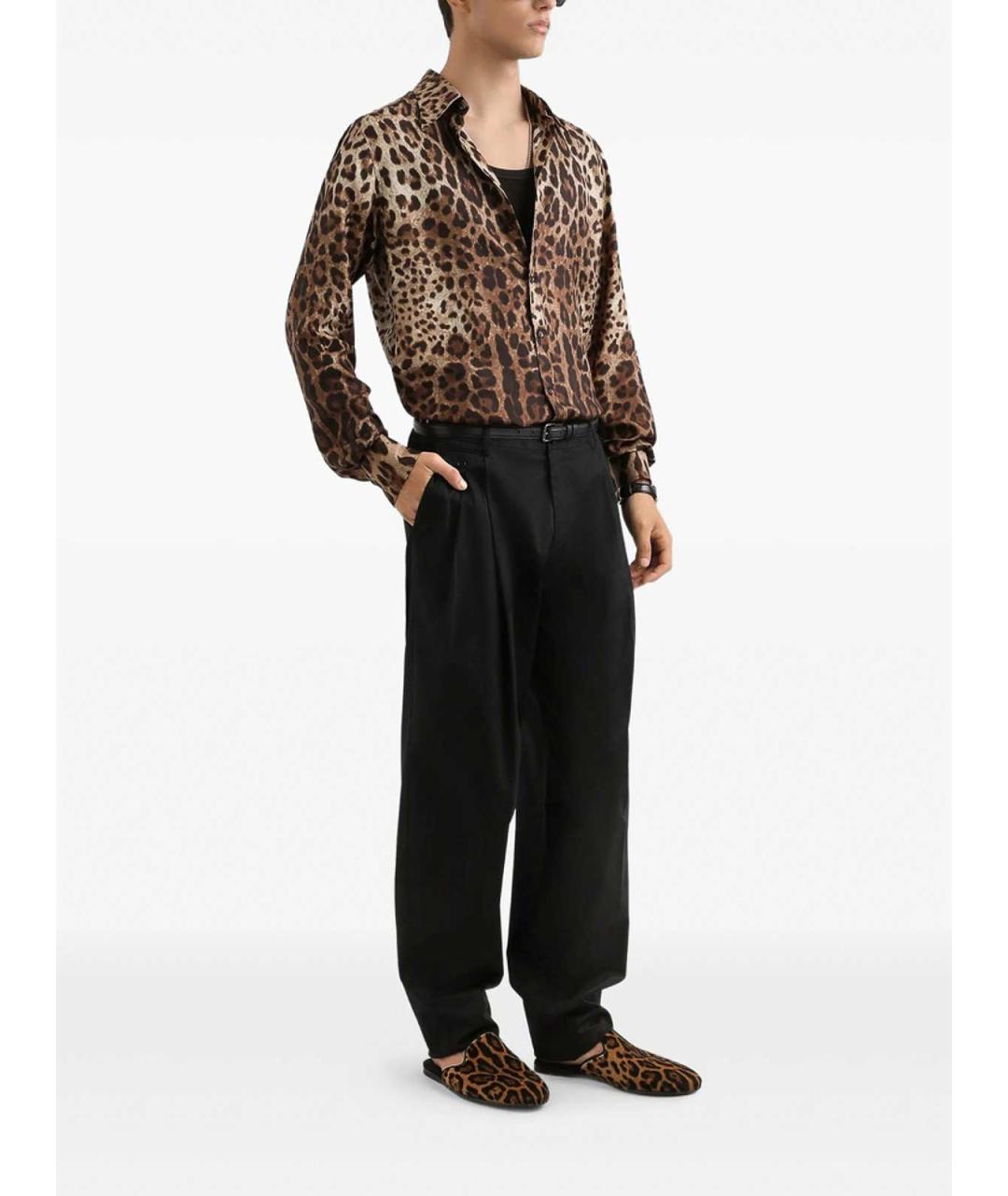 DOLCE&GABBANA Коричневая шелковая кэжуал рубашка, фото 4