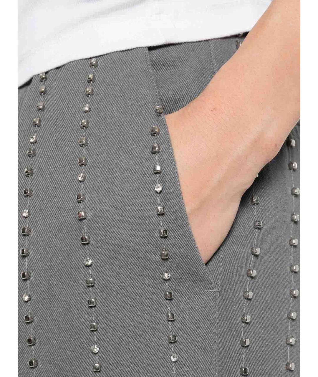 PINKO Серые хлопковые прямые брюки, фото 5
