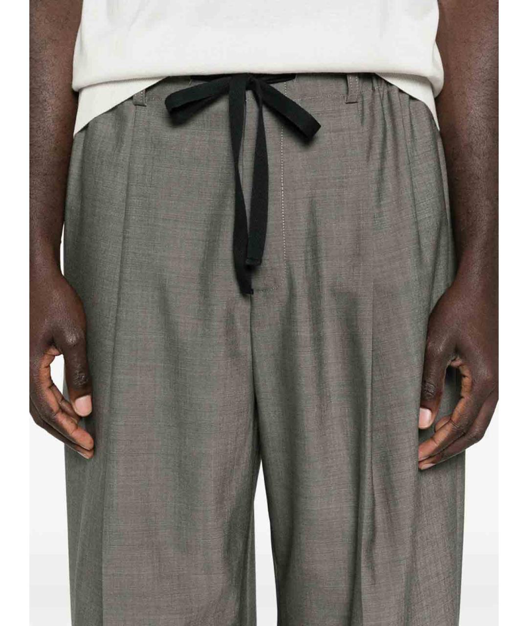 STUDIO NICHOLSON Серые шерстяные повседневные брюки, фото 2