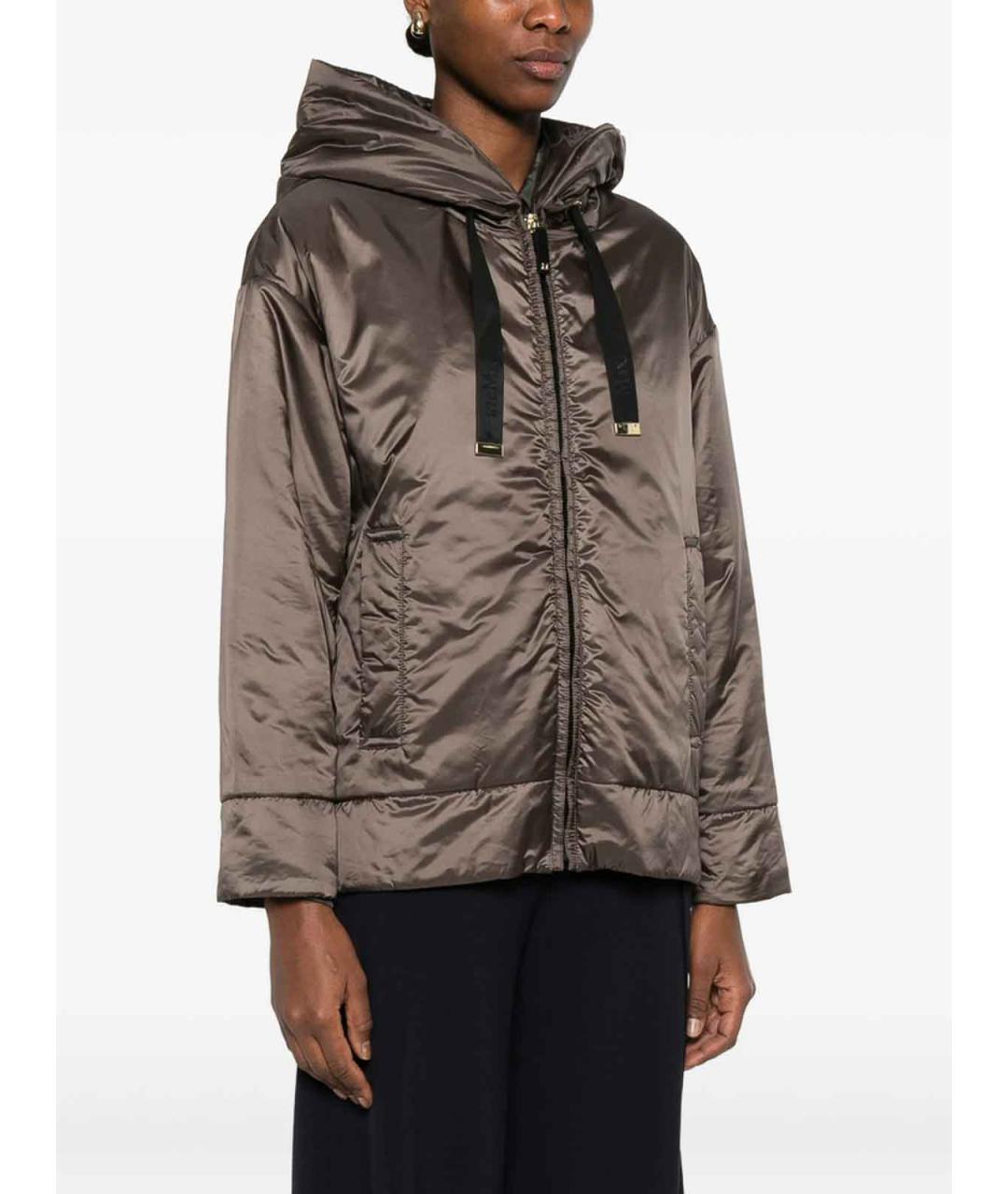 MAX MARA Коричневая полиэстеровая куртка, фото 4