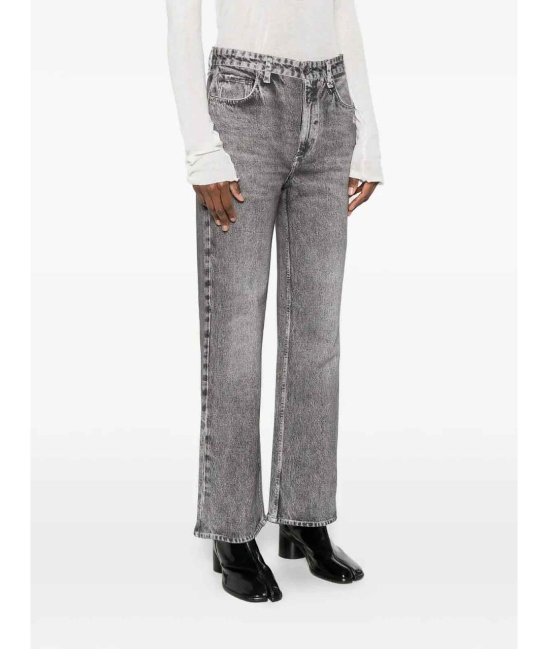 RAG & BONE Серые хлопковые прямые джинсы, фото 3