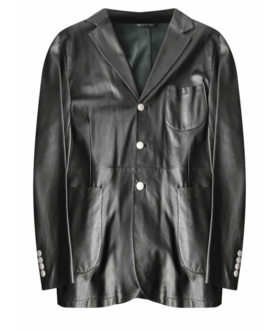 BRIONI Черный кожаный пиджак, фото 1