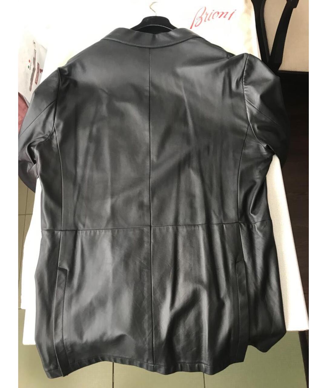 BRIONI Черный кожаный пиджак, фото 2