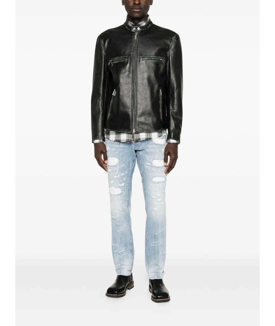 DSQUARED2 Синие хлопковые прямые джинсы, фото 4