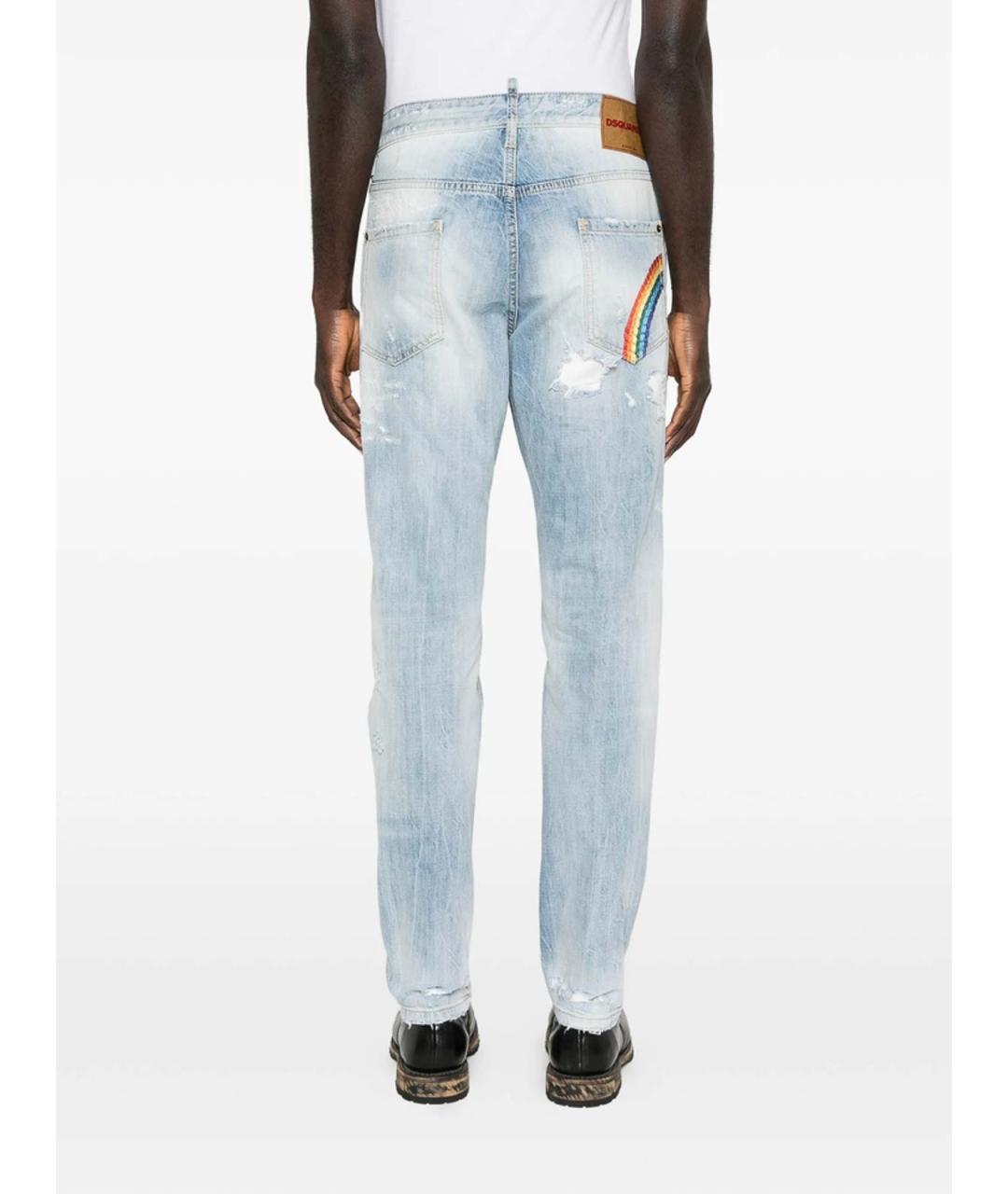 DSQUARED2 Синие хлопковые прямые джинсы, фото 5