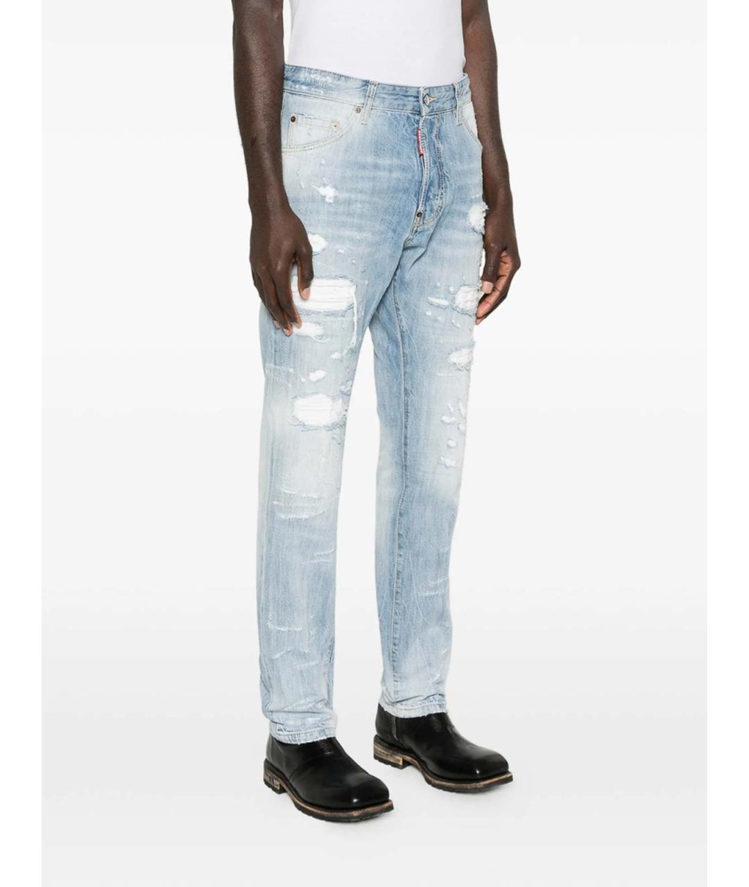 DSQUARED2 Синие хлопковые прямые джинсы, фото 3