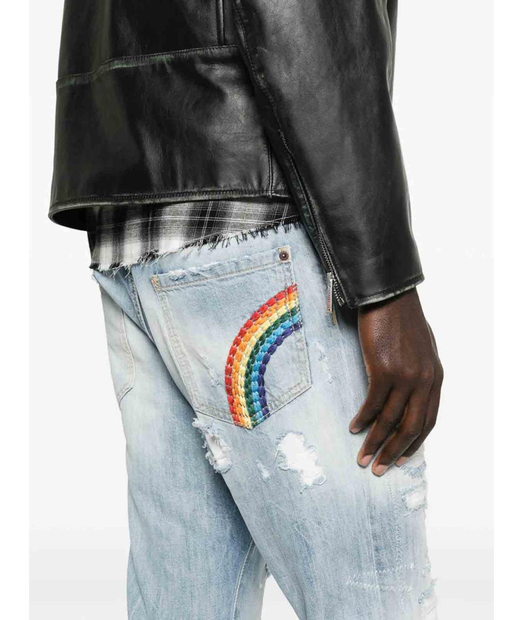 DSQUARED2 Синие хлопковые прямые джинсы, фото 2