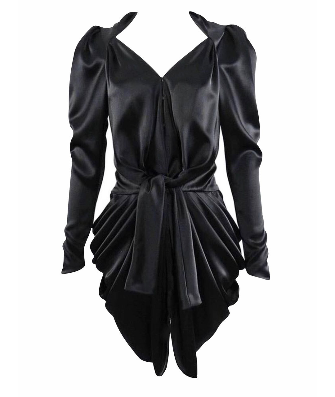 BALENCIAGA Черное шелковое коктейльное платье, фото 1