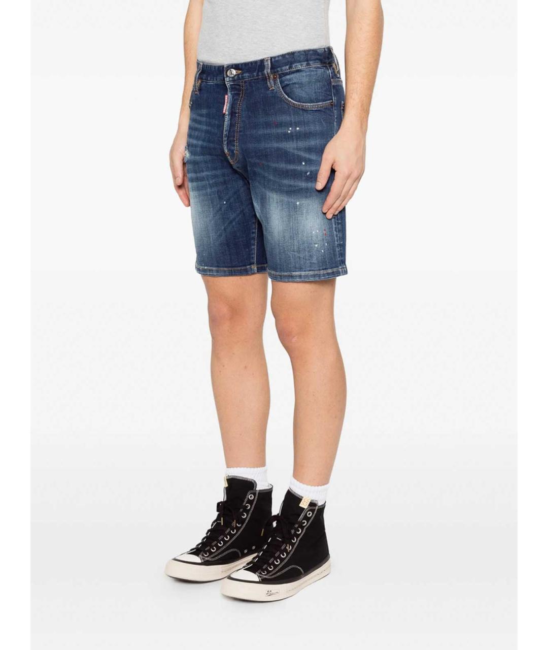 DSQUARED2 Синие хлопко-эластановые шорты, фото 5