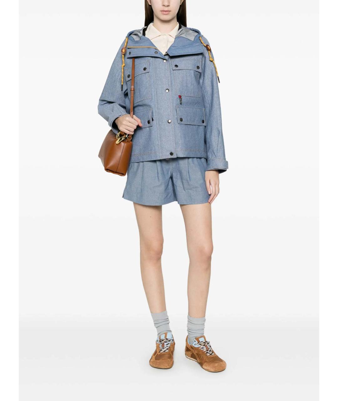 MONCLER Синие хлопковые шорты, фото 4