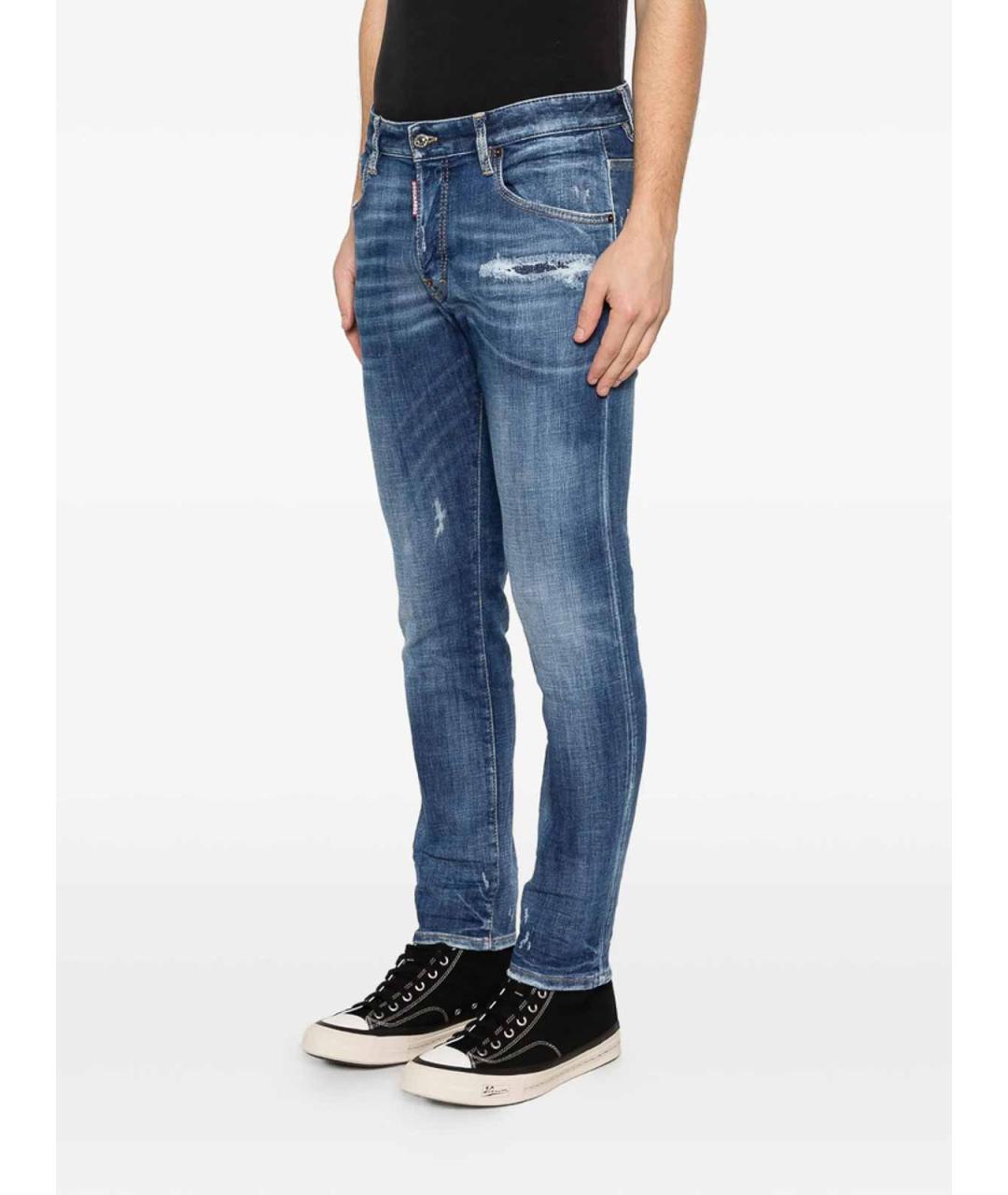 DSQUARED2 Синие хлопковые прямые джинсы, фото 3