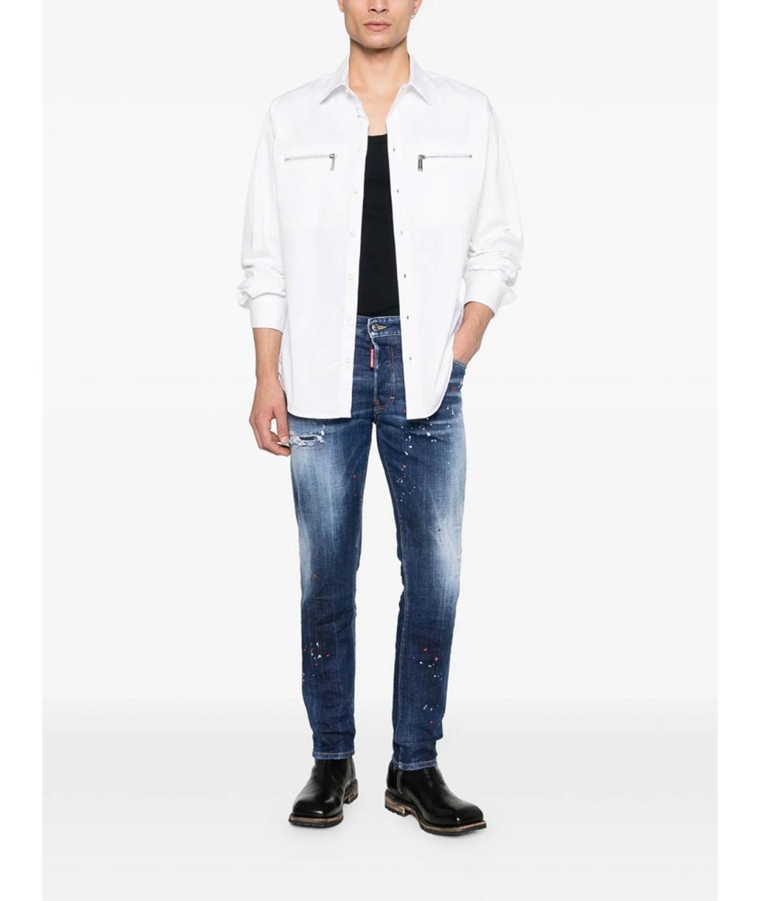 DSQUARED2 Синие хлопковые прямые джинсы, фото 3