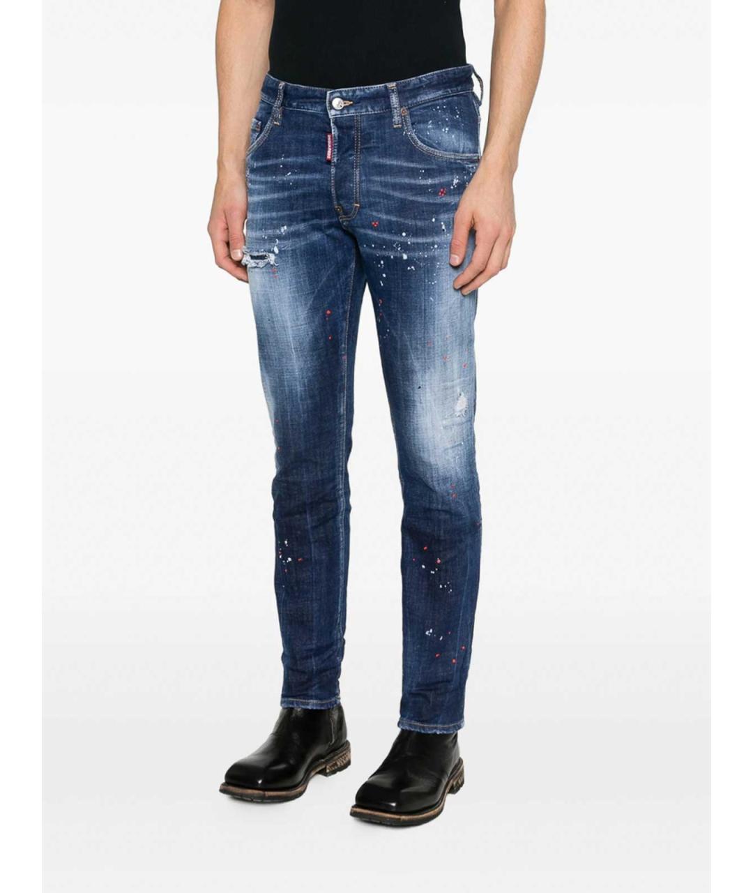 DSQUARED2 Синие хлопковые прямые джинсы, фото 5