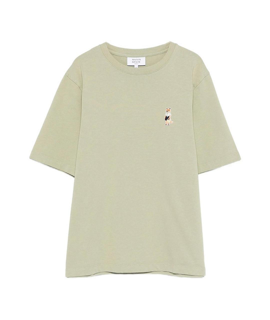 MAISON KITSUNE Зеленая хлопковая футболка, фото 1