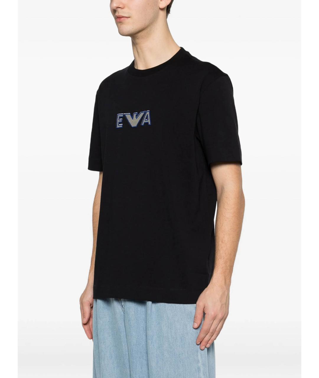 EMPORIO ARMANI Синяя хлопковая футболка, фото 3