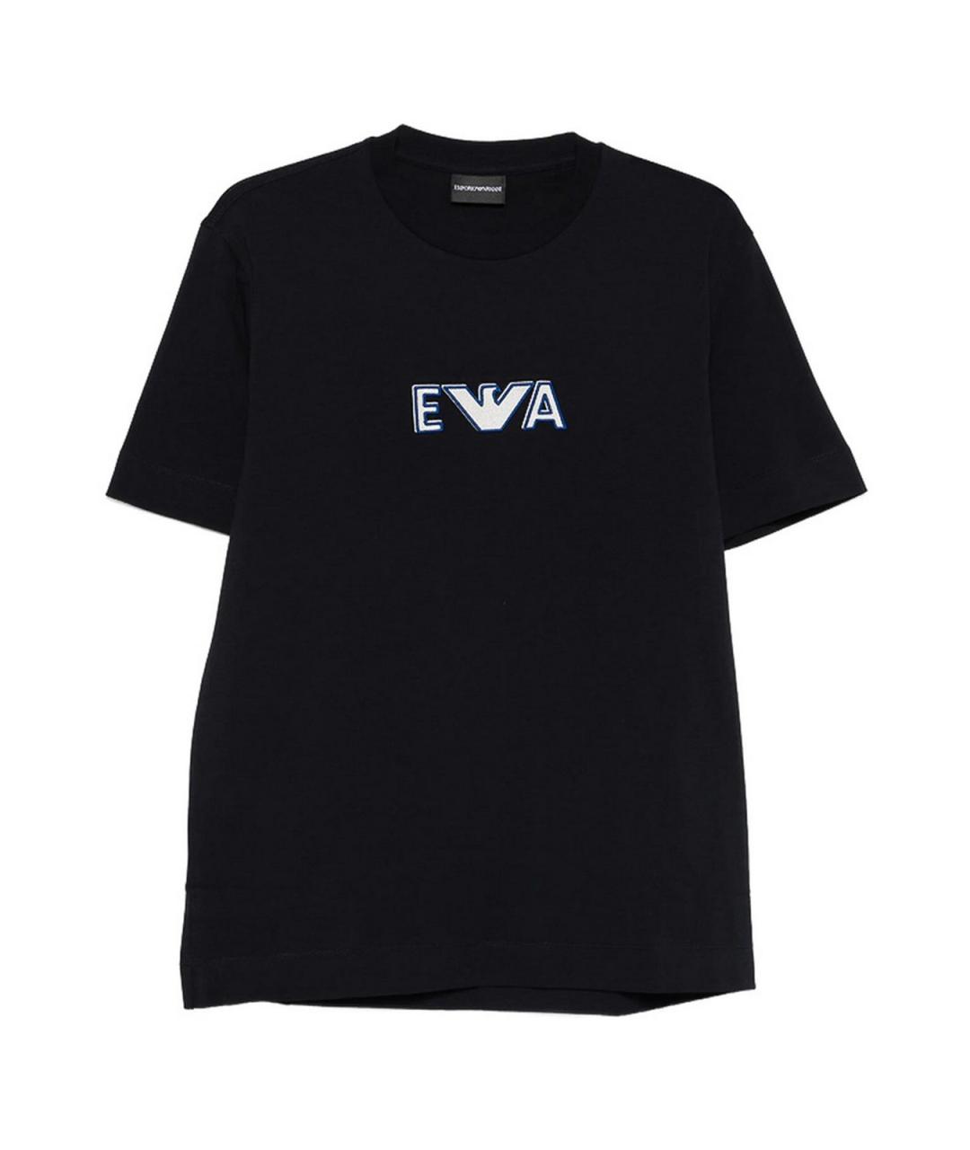 EMPORIO ARMANI Синяя хлопковая футболка, фото 1