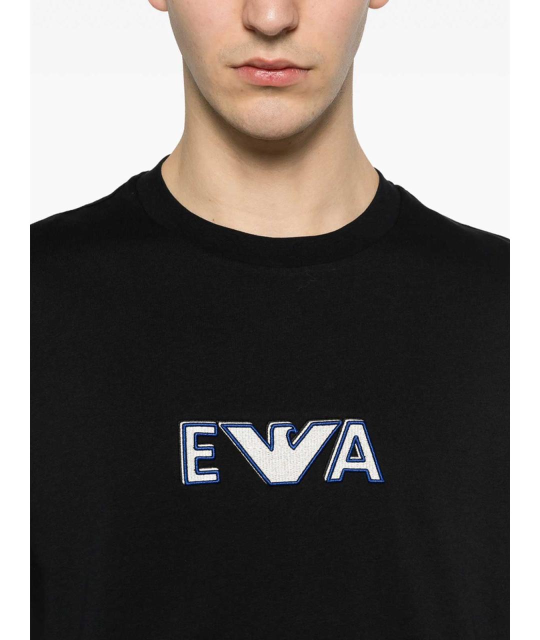EMPORIO ARMANI Синяя хлопковая футболка, фото 2