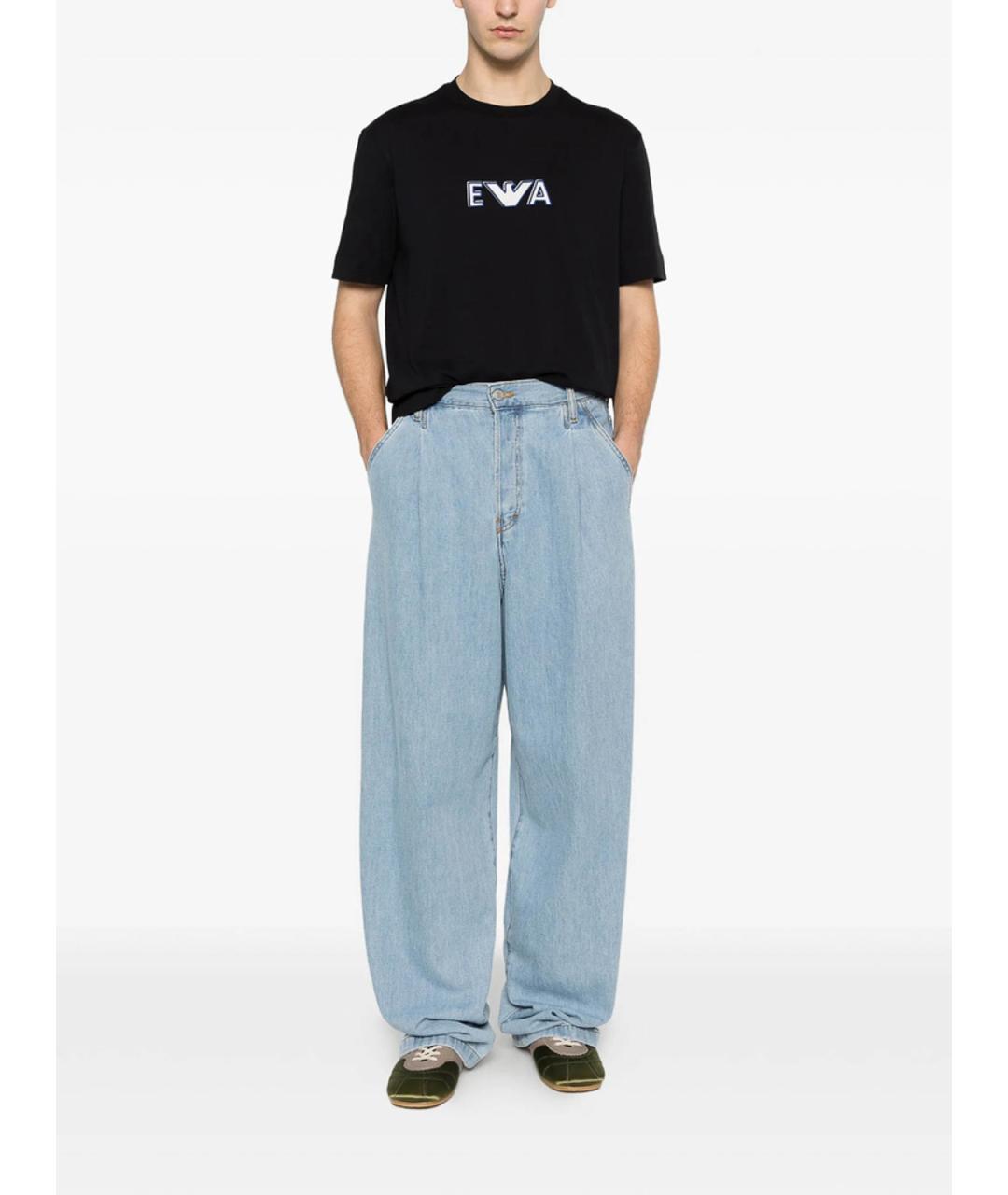 EMPORIO ARMANI Синяя хлопковая футболка, фото 5