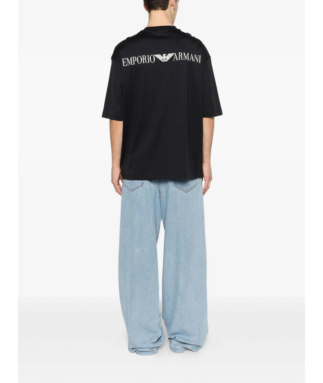 EMPORIO ARMANI Темно-синяя хлопковая футболка, фото 3