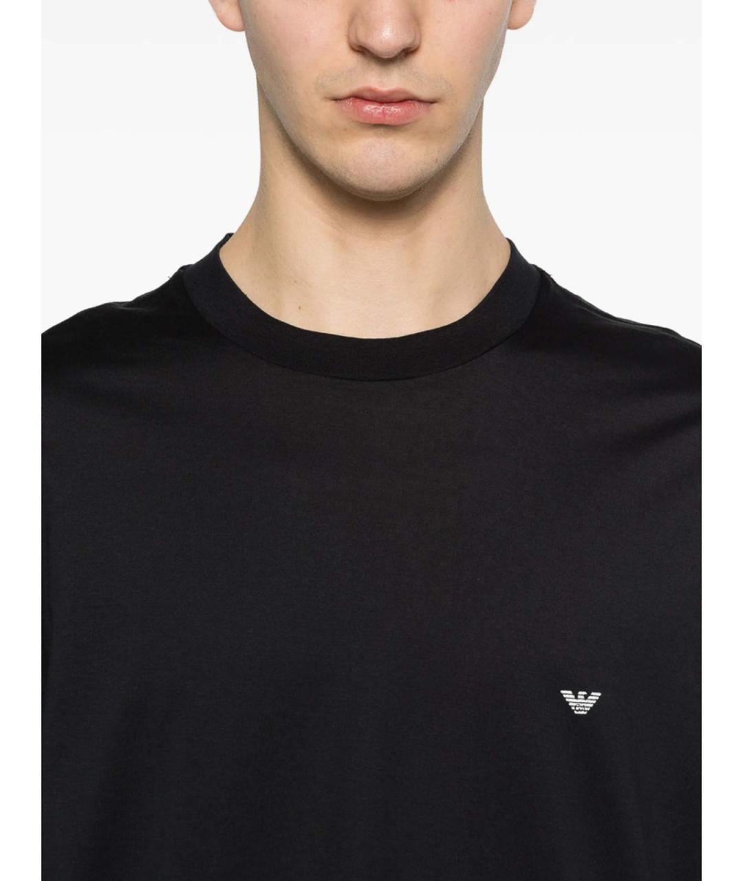 EMPORIO ARMANI Темно-синяя хлопковая футболка, фото 2