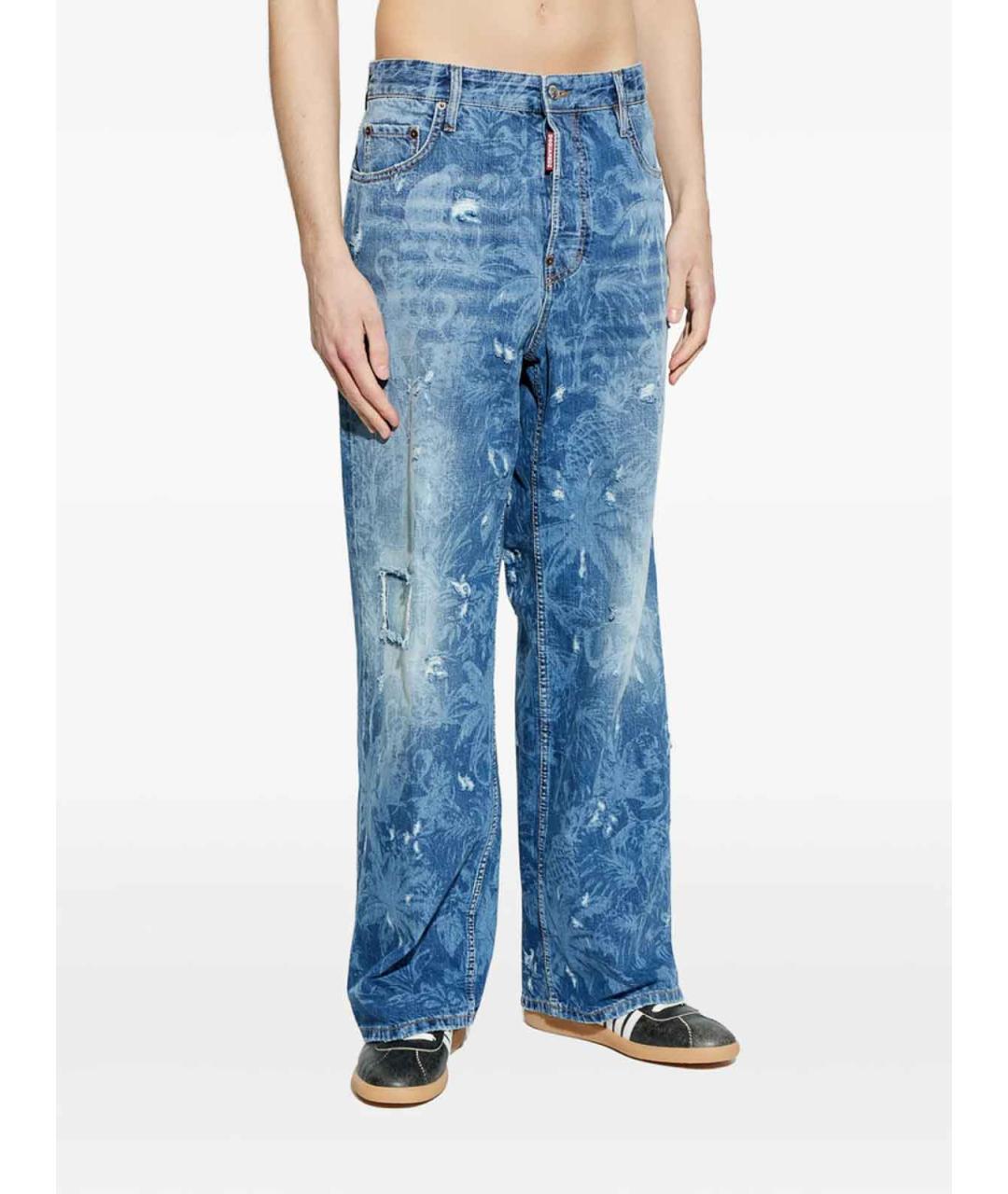 DSQUARED2 Синие хлопковые прямые джинсы, фото 2