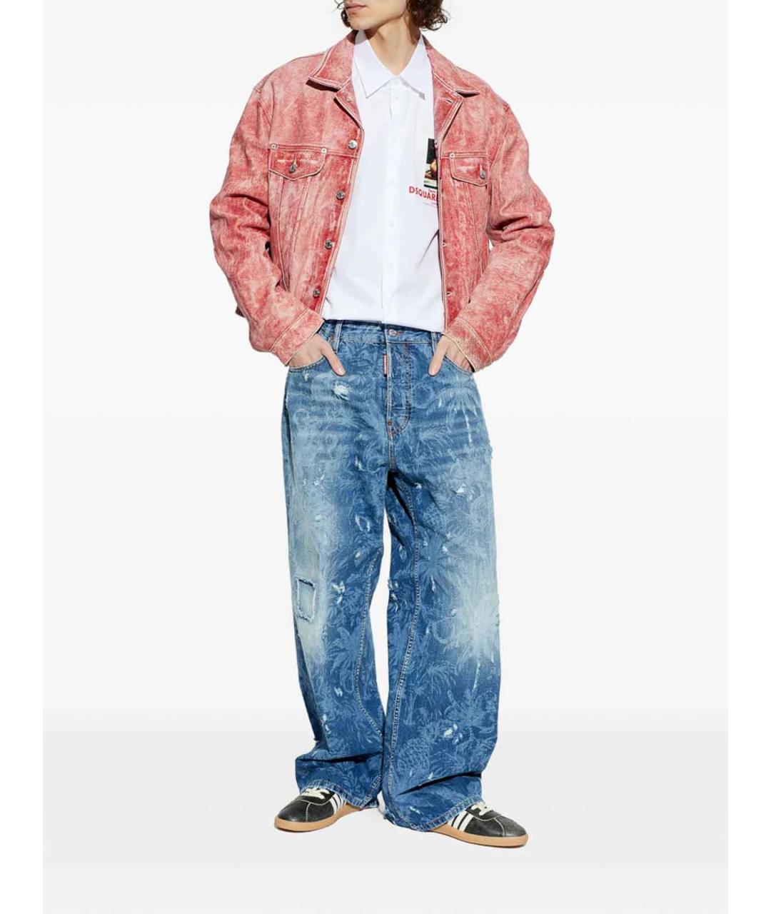 DSQUARED2 Синие хлопковые прямые джинсы, фото 4