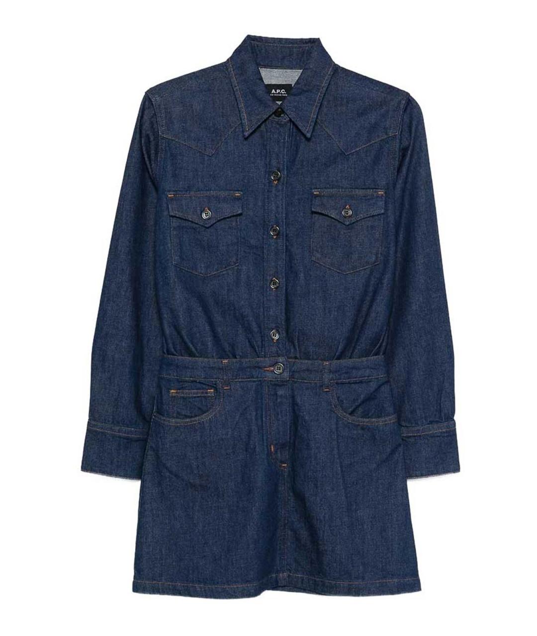A.P.C. Синее хлопковое повседневное платье, фото 1