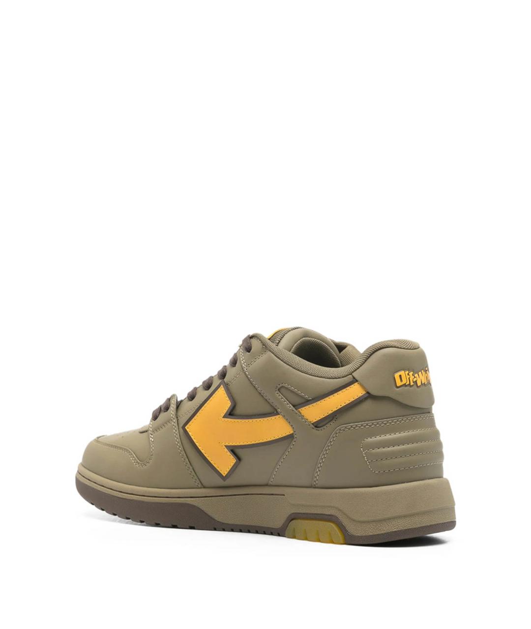 OFF-WHITE Зеленые кожаные низкие кроссовки / кеды, фото 4