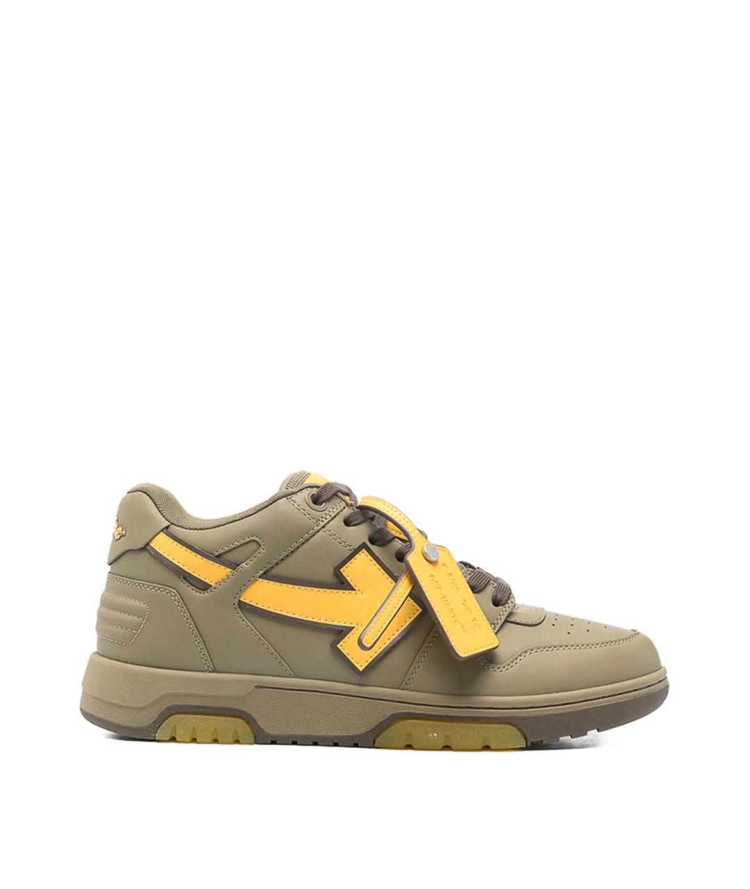 OFF-WHITE Зеленые кожаные низкие кроссовки / кеды, фото 1