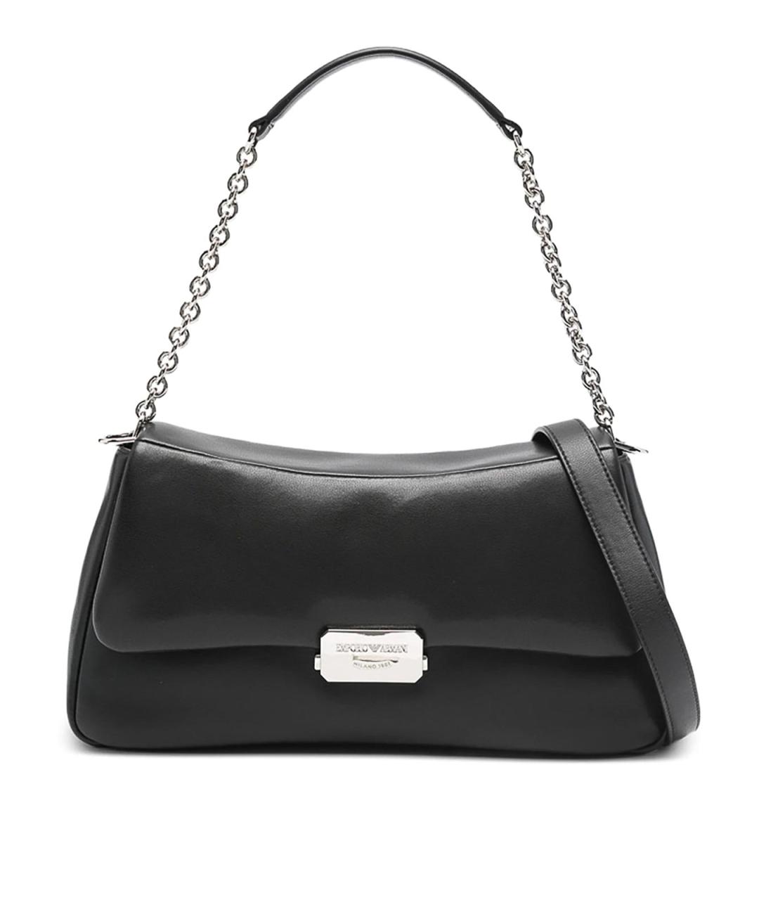 EMPORIO ARMANI Черная кожаная сумка через плечо, фото 1