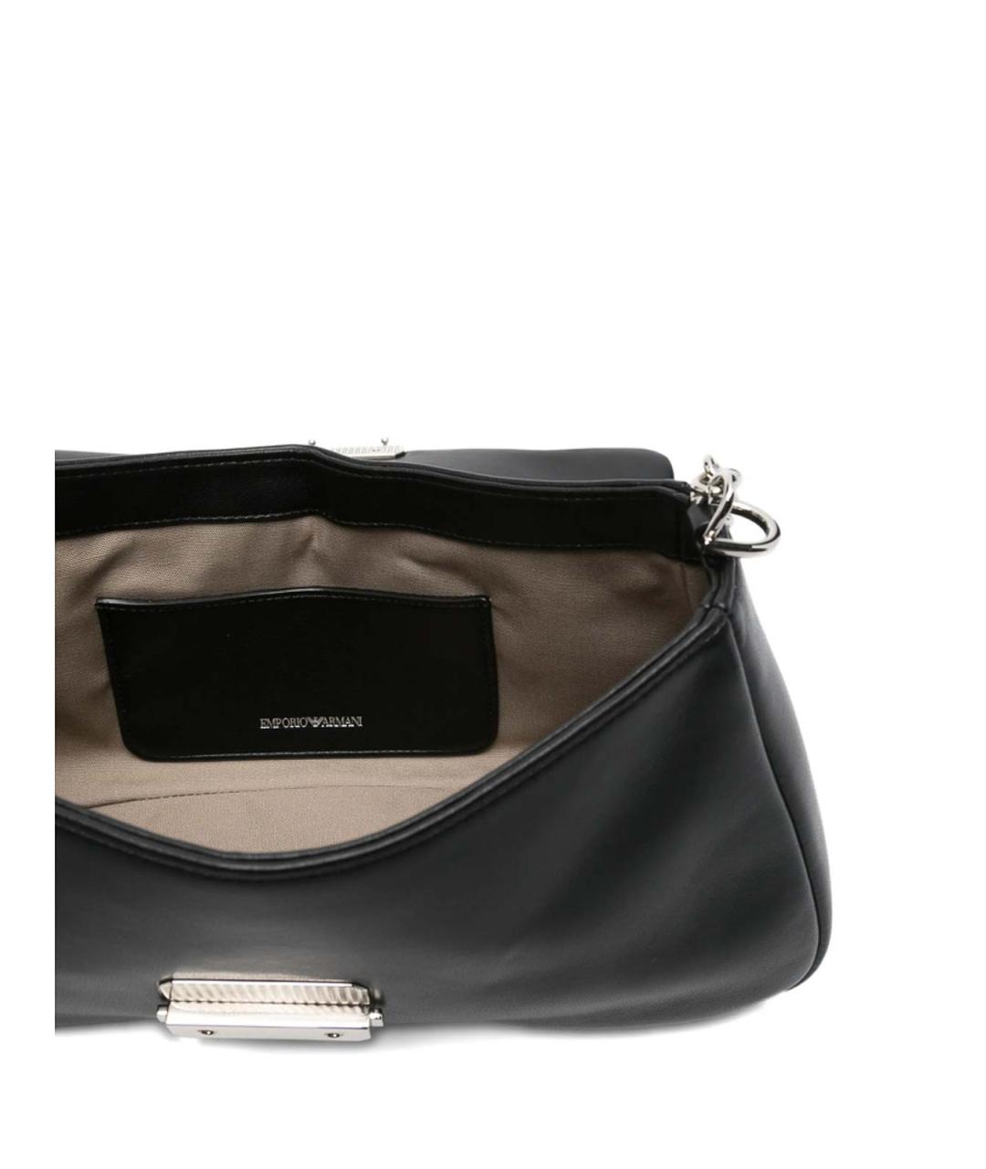 EMPORIO ARMANI Черная кожаная сумка через плечо, фото 4