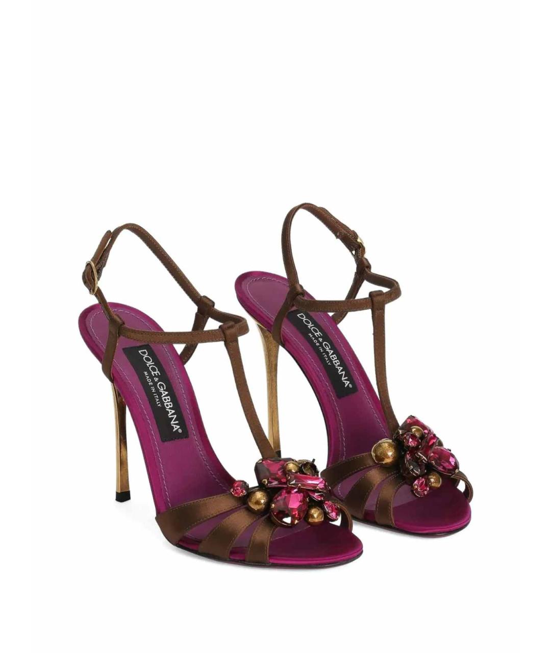 DOLCE&GABBANA Мульти текстильные босоножки, фото 2