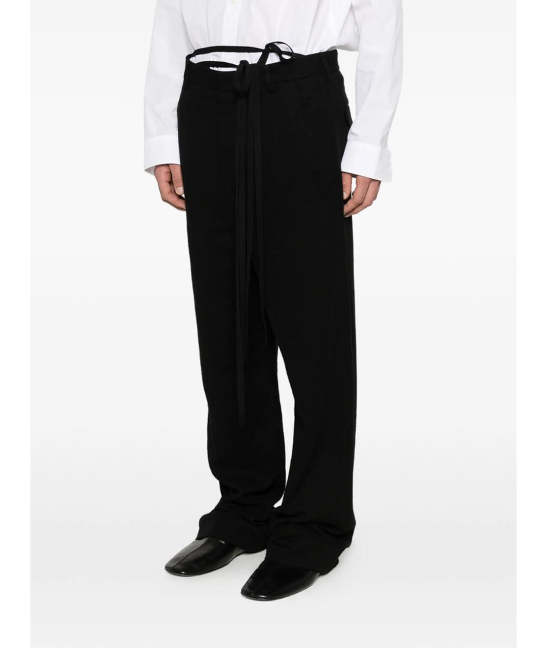 ANN DEMEULEMEESTER Черные хлопковые повседневные брюки, фото 4