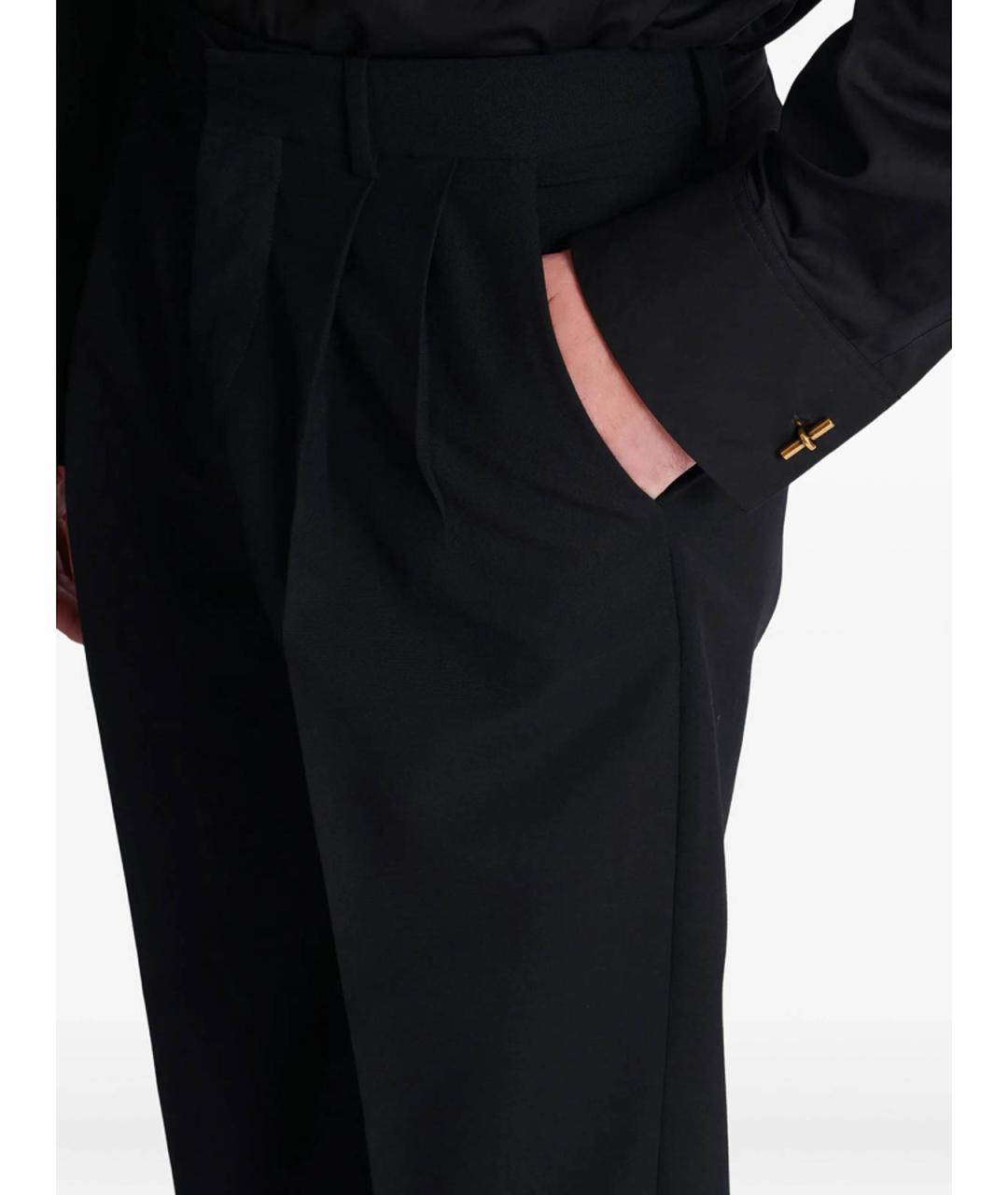 BALMAIN Черные шерстяные повседневные брюки, фото 2