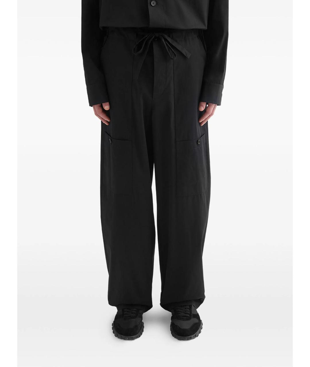 JIL SANDER Черные хлопковые повседневные брюки, фото 2