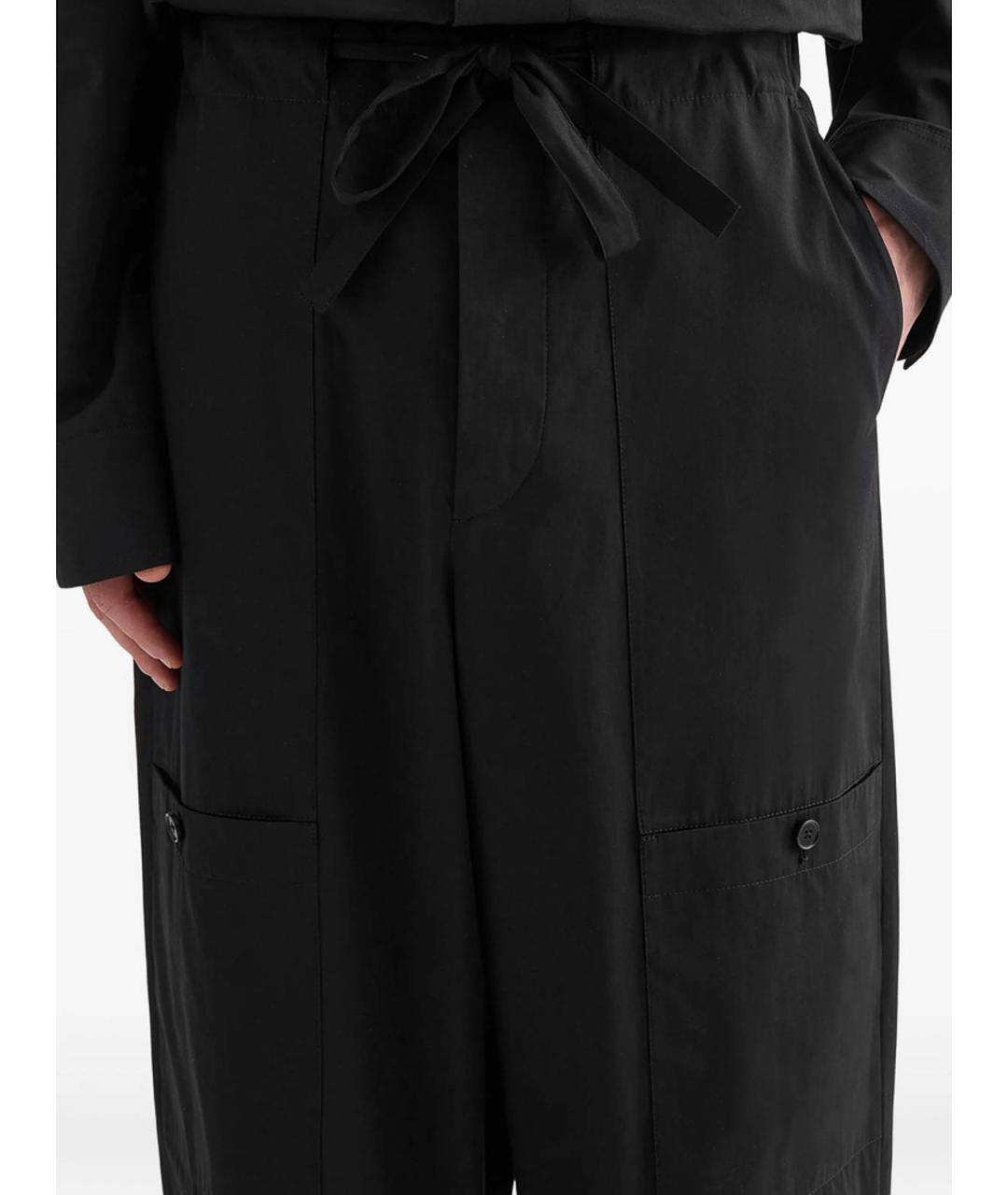 JIL SANDER Черные хлопковые повседневные брюки, фото 3