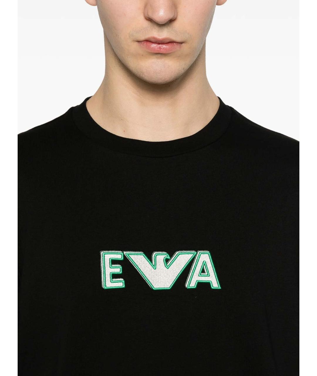 EMPORIO ARMANI Черная хлопковая футболка, фото 4