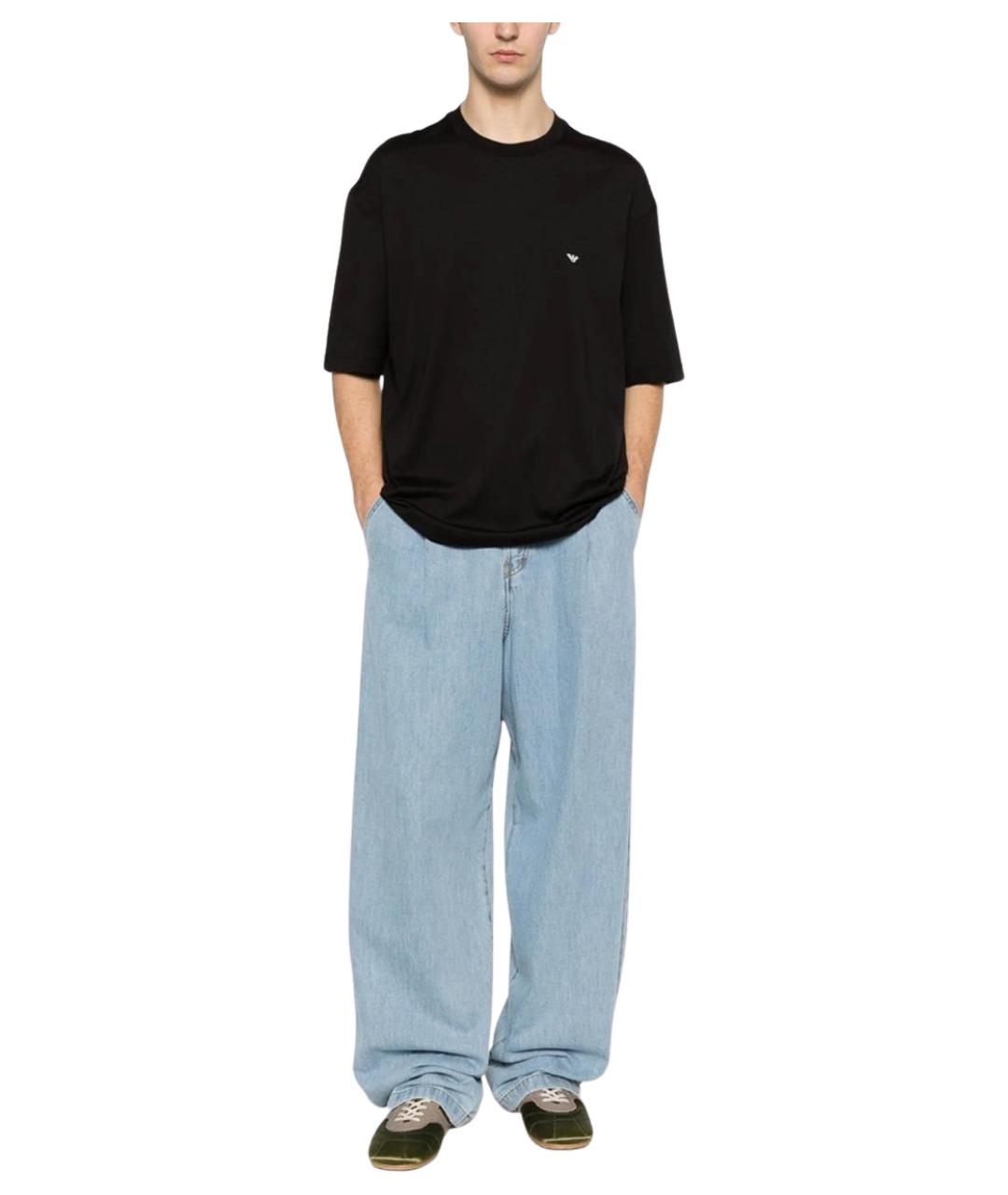 EMPORIO ARMANI Черная хлопковая футболка, фото 4