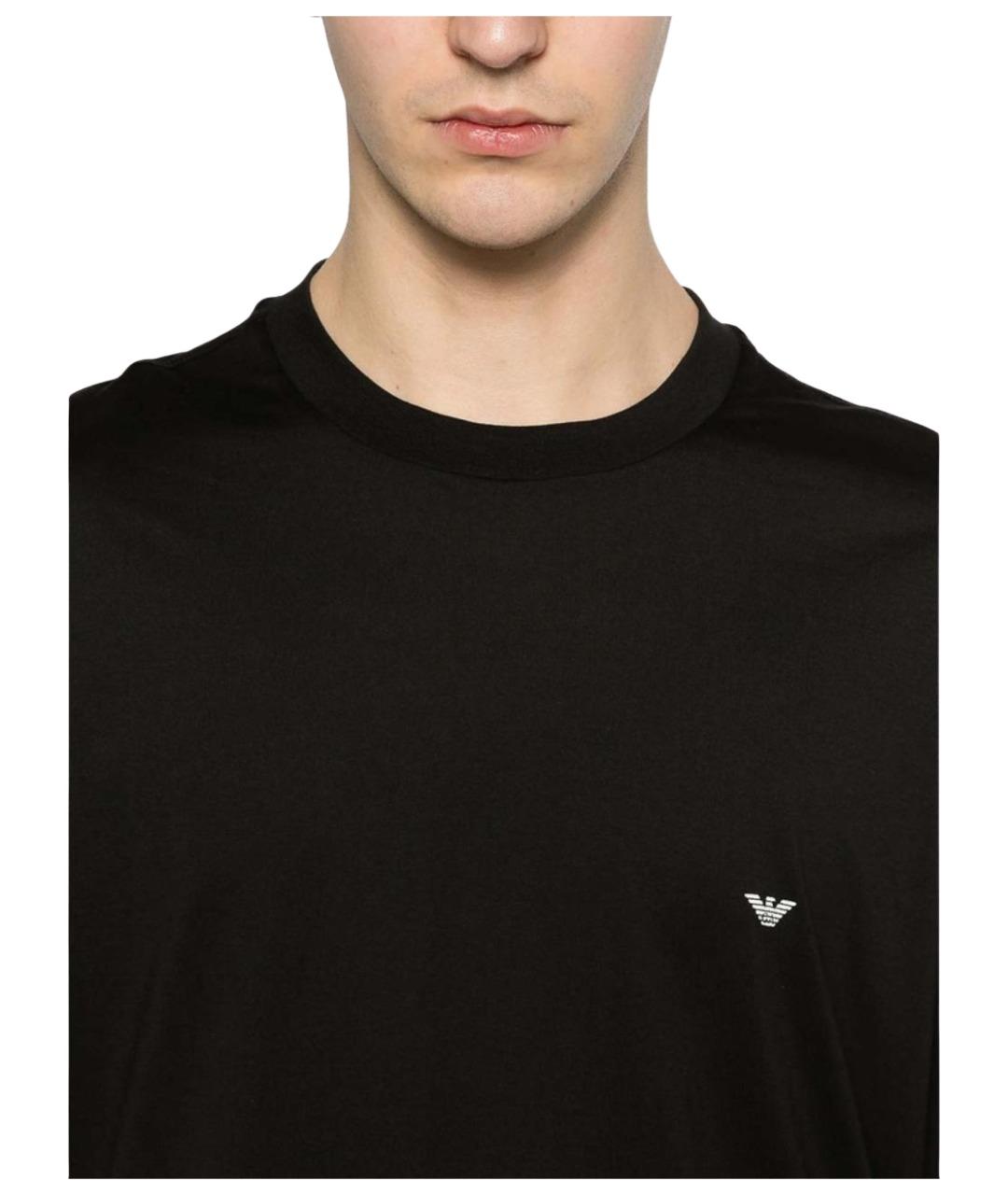 EMPORIO ARMANI Черная хлопковая футболка, фото 3