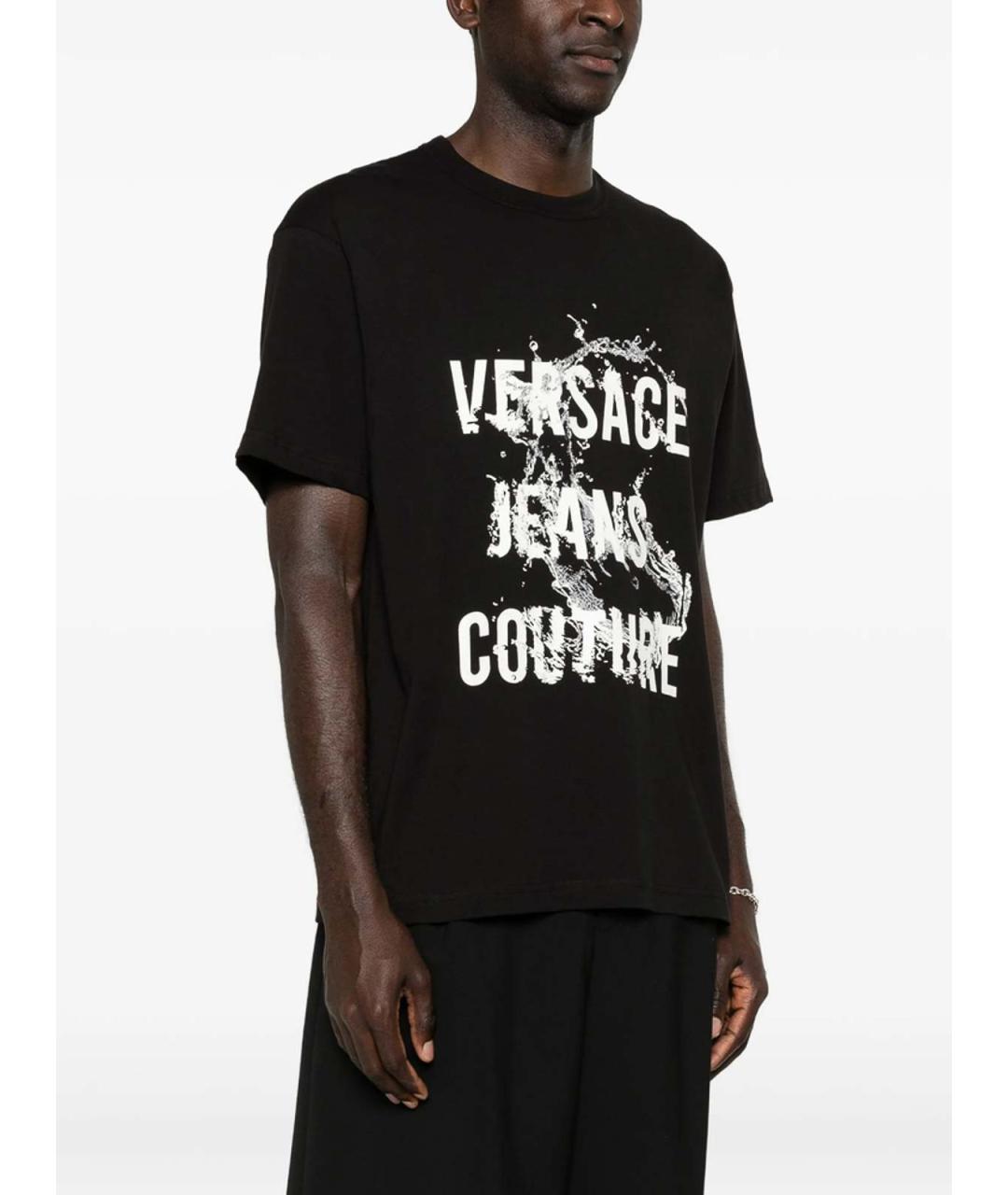 VERSACE JEANS COUTURE Черная хлопковая футболка, фото 4