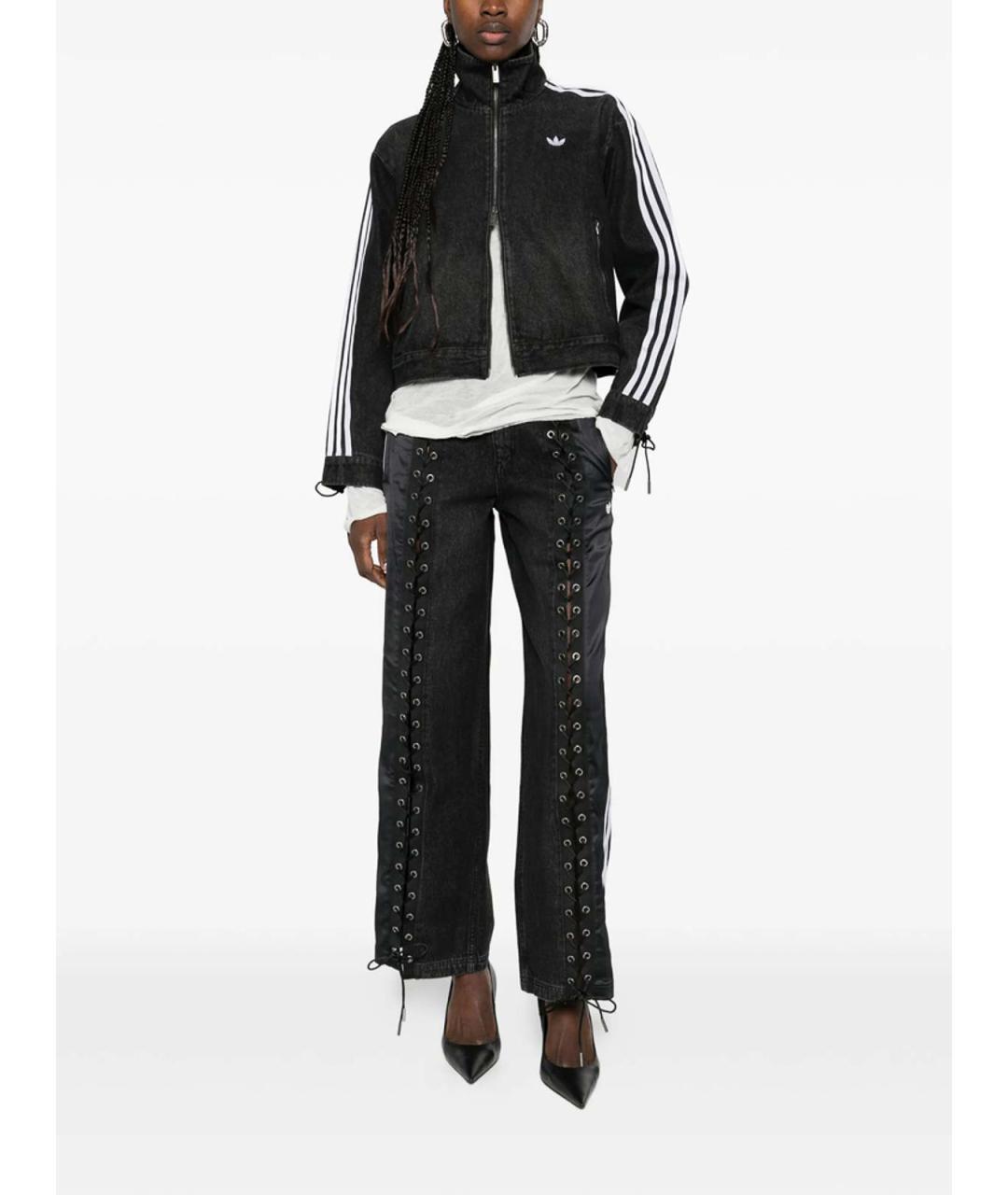 ADIDAS Черные хлопковые прямые джинсы, фото 3