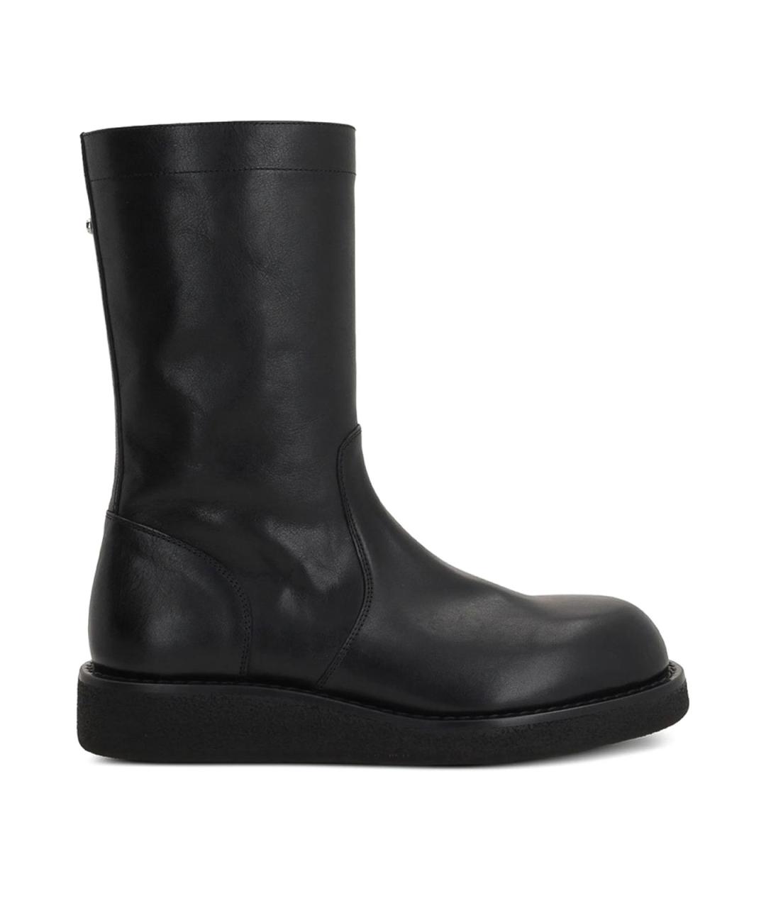 ANN DEMEULEMEESTER Черные кожаные высокие ботинки, фото 1